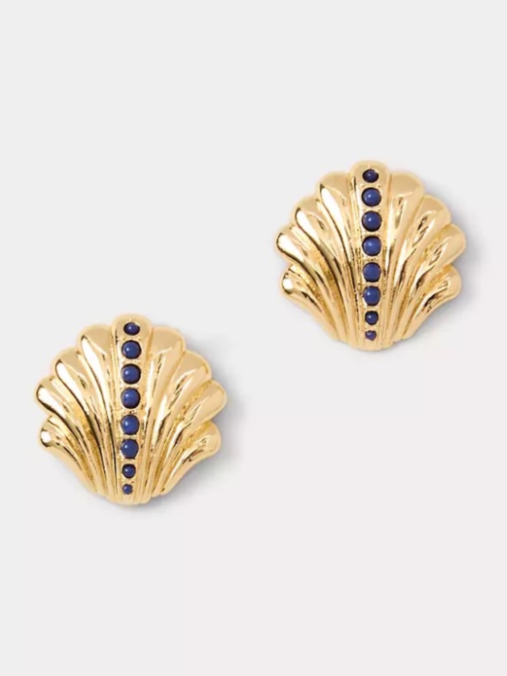 NWT Lilly Pulitzer Shelden Shell Stud Earrings in Gold and Starlight Navy
